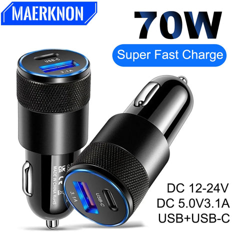 Car Charger Phone Adapter for Type-C & USB